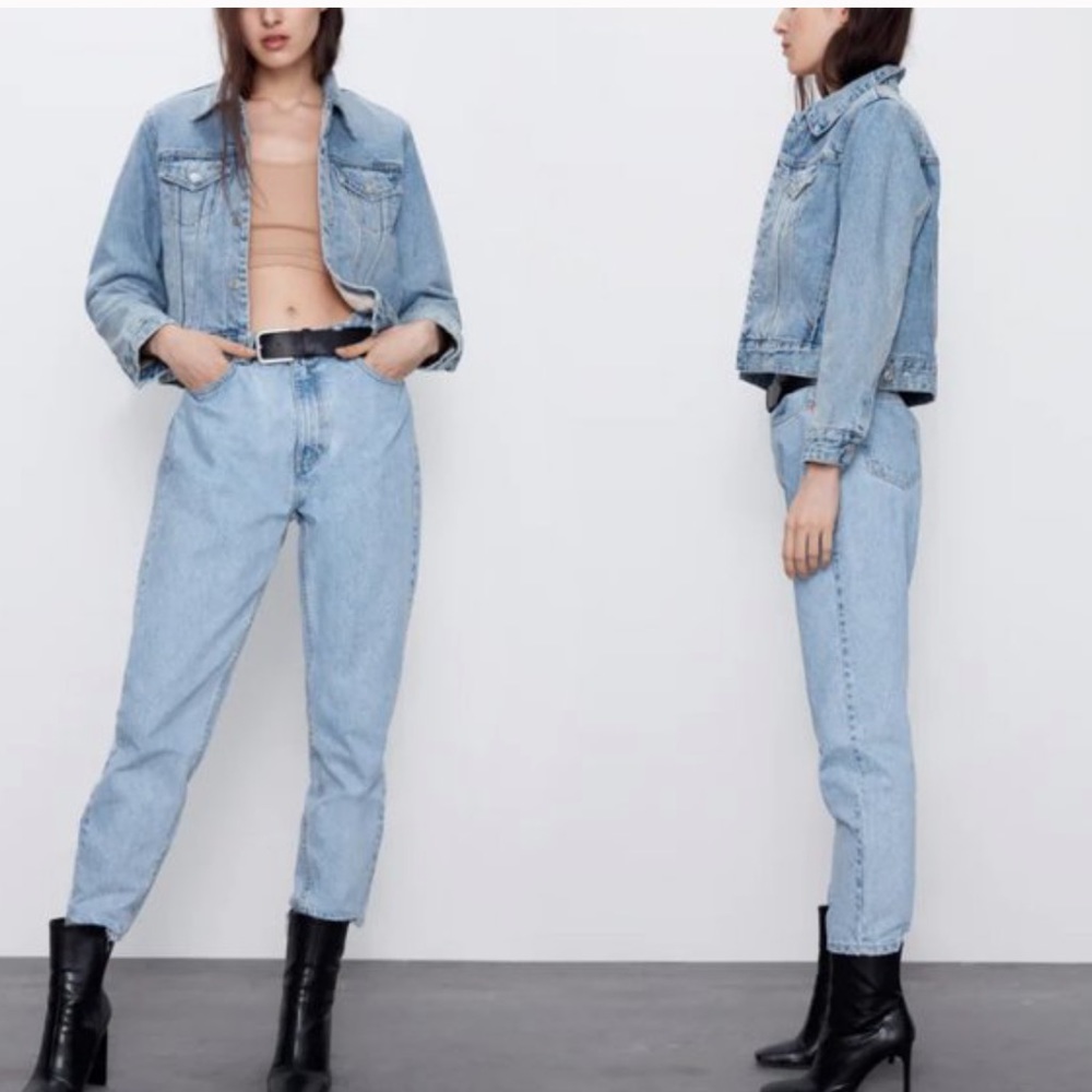 Zara Faux Fur Sherpa Lined Denim Jacket Size M - Picture 2 of 15